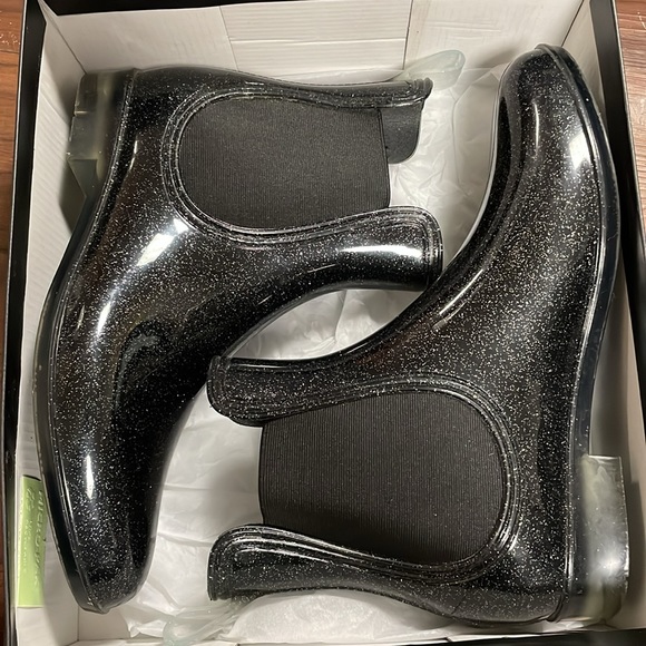 INC Raelynn Black Glitter Rain Boots - Picture 1 of 6